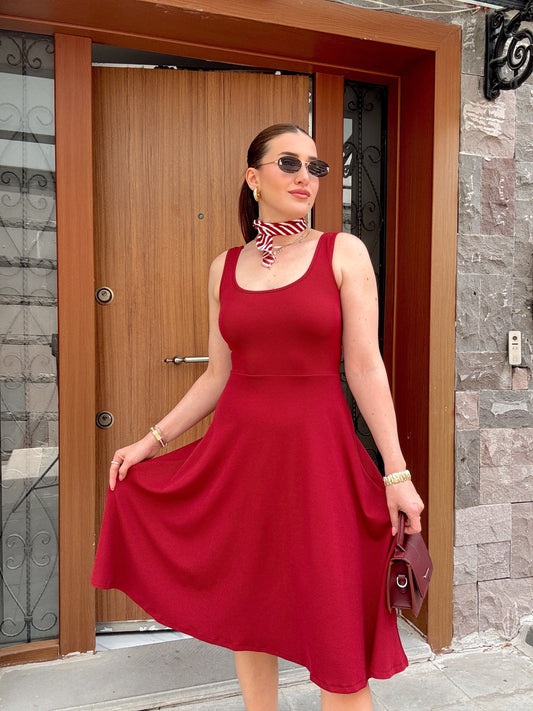 Askılı KILOS Elbise Bordo