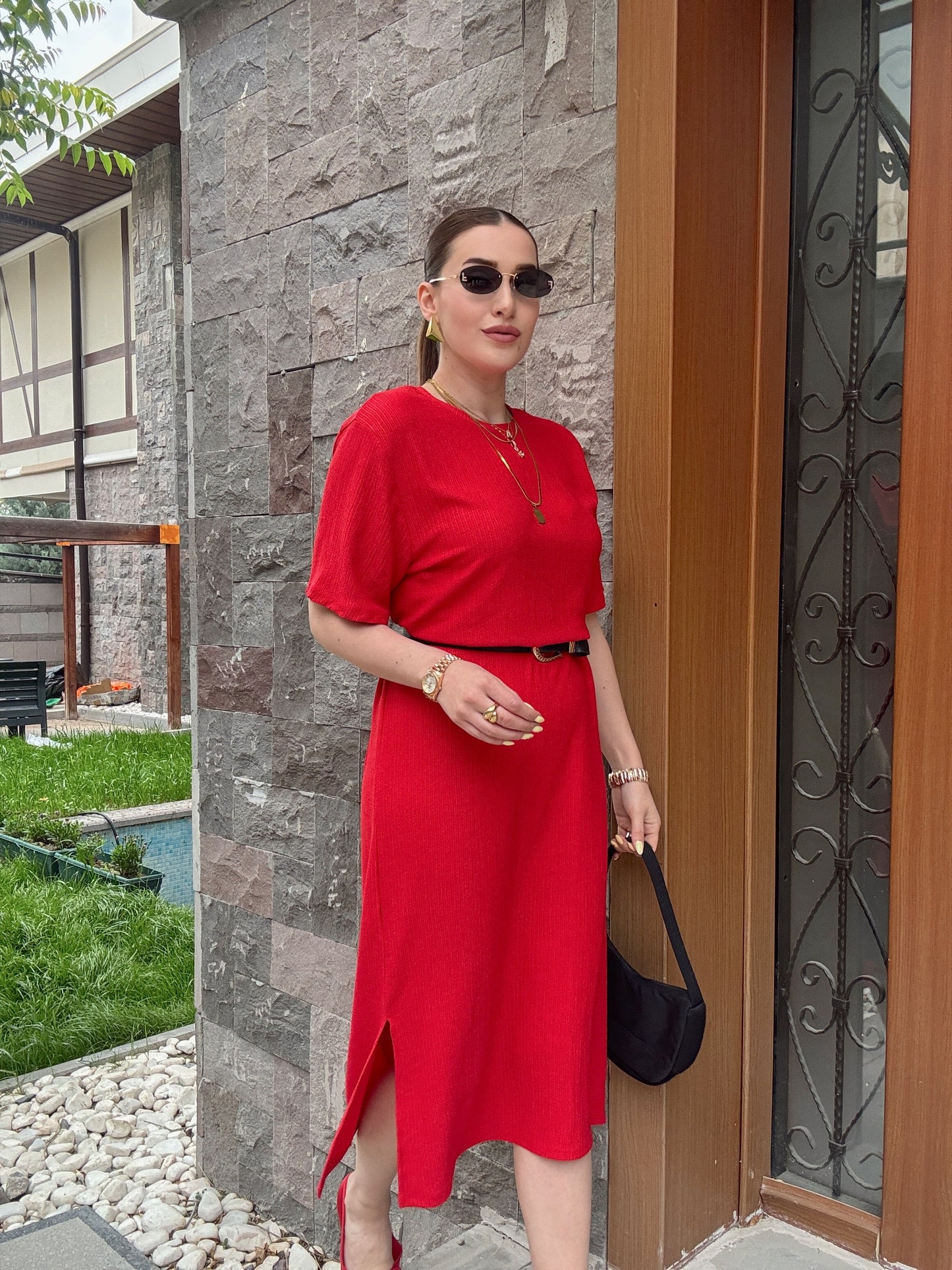 Oversize Salaş Elbise Kırmızı