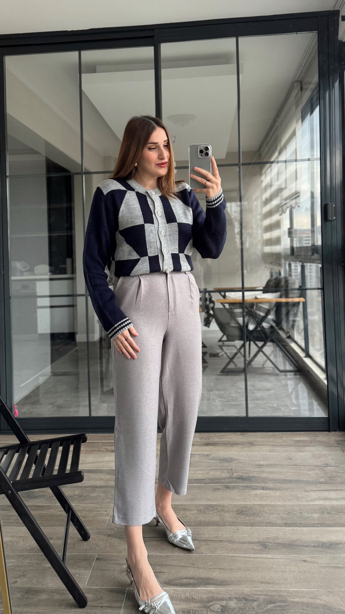 Yünefek Kumaş Fermuarlı Pantolon GRİ