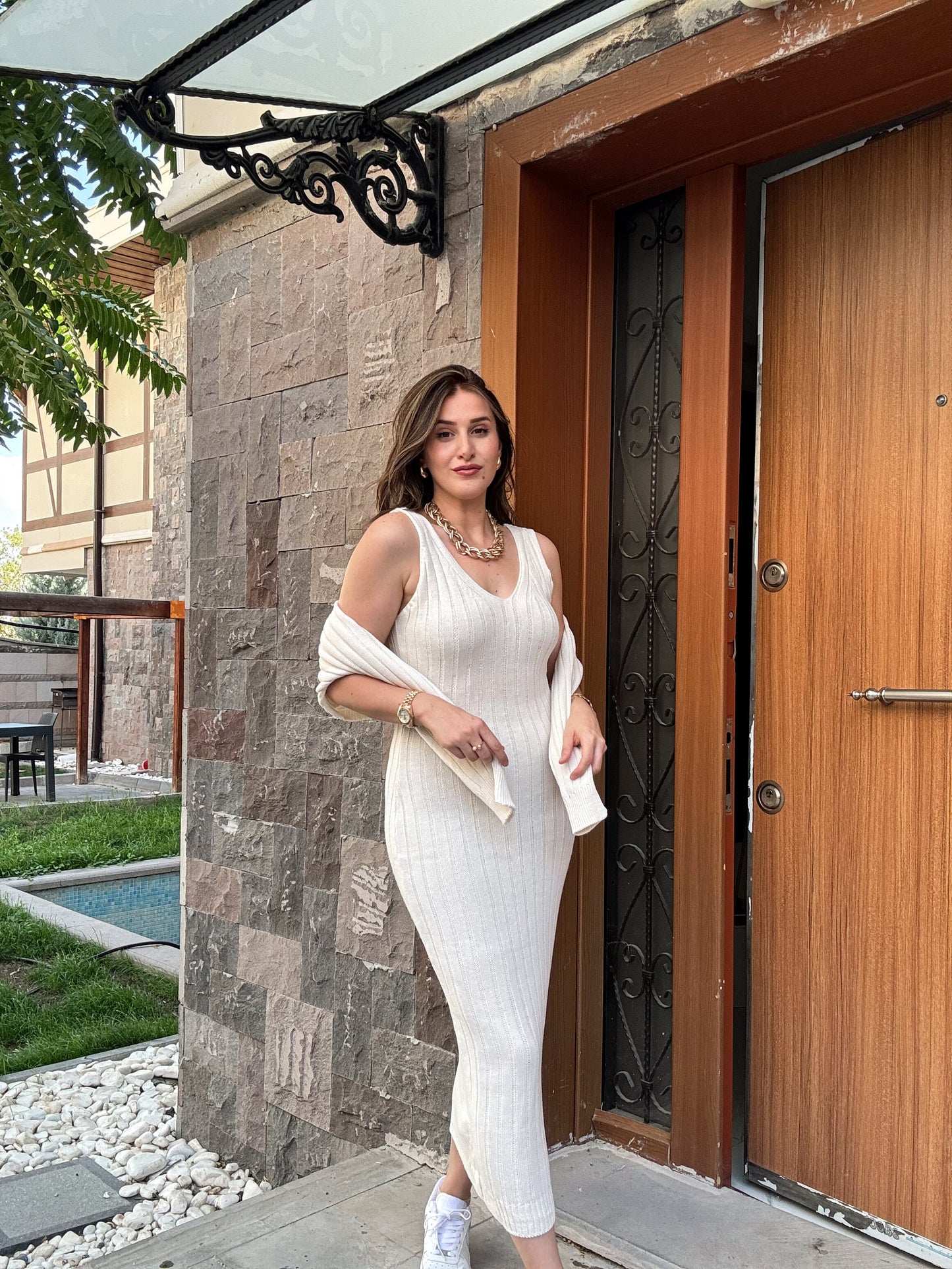 Fitilli Elbiseli Bluz Takım LATTE