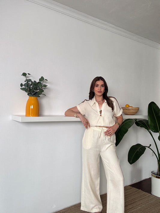 Müslin Kumaş Pantolon Bej