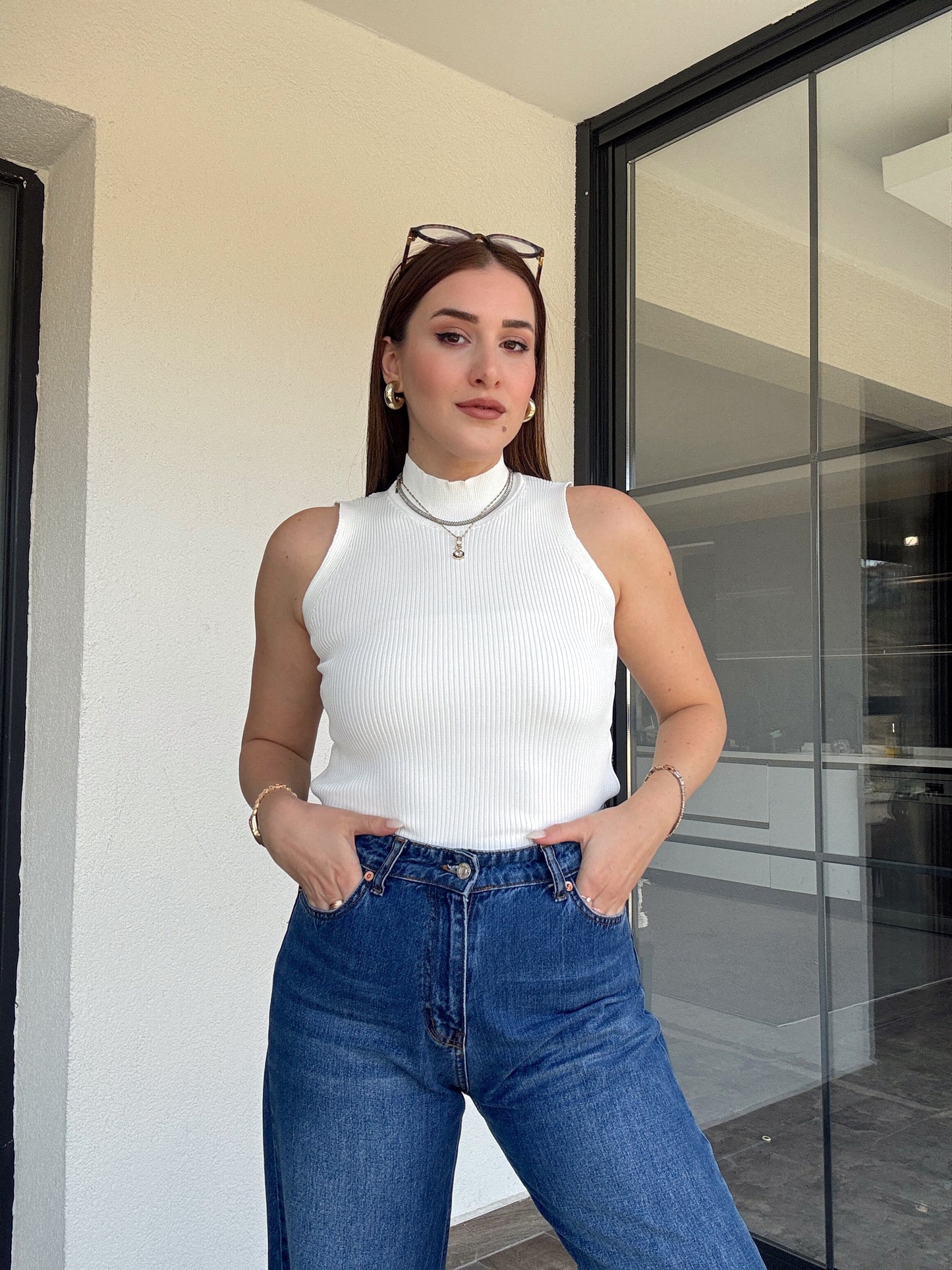 Kolsuz fitilli triko badi EKRU