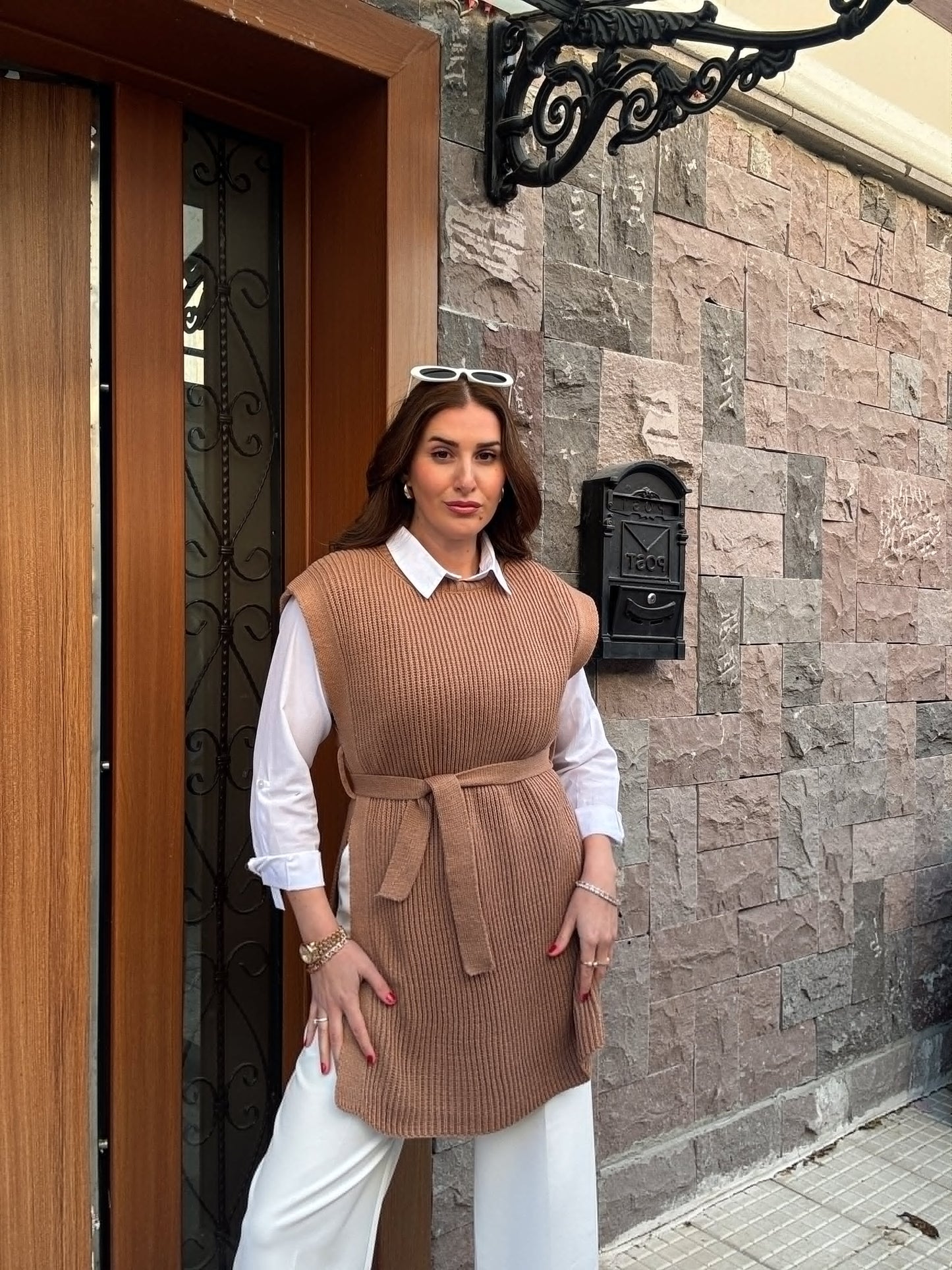 Selanik Kemerli Süveter - CAMEL