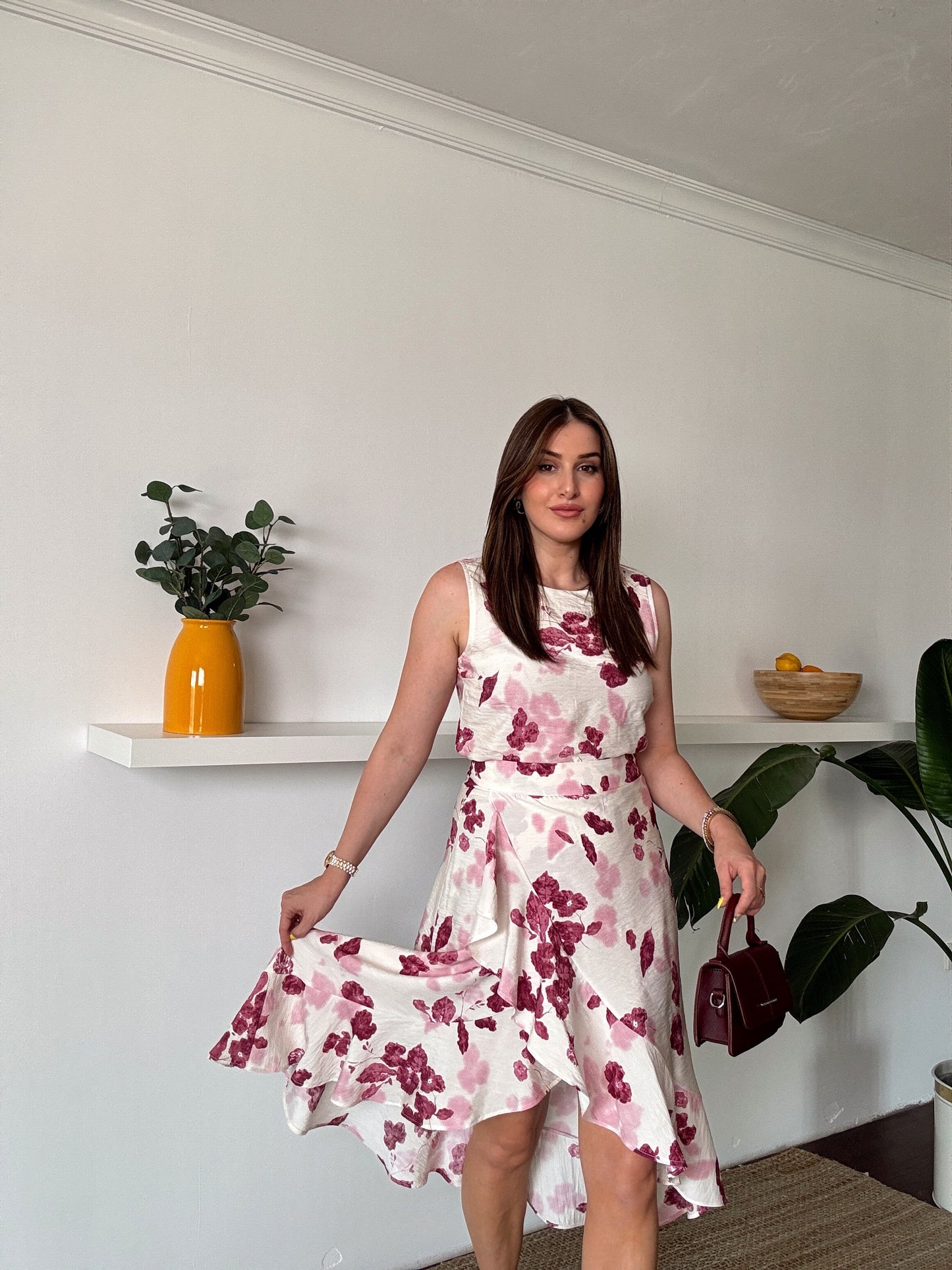 Marje fırfır detaylı takım BORDO