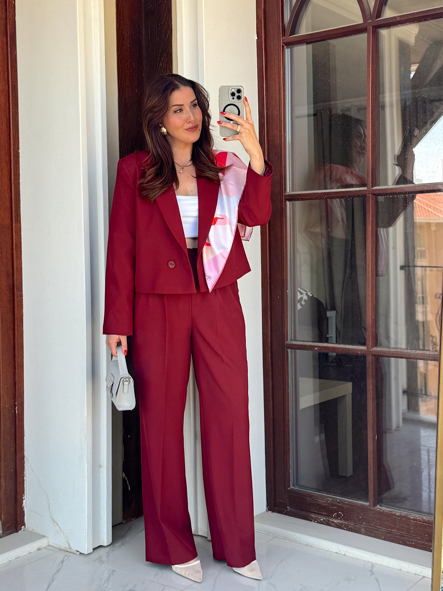Lina Premium Ceket Pantolon takım Bordo