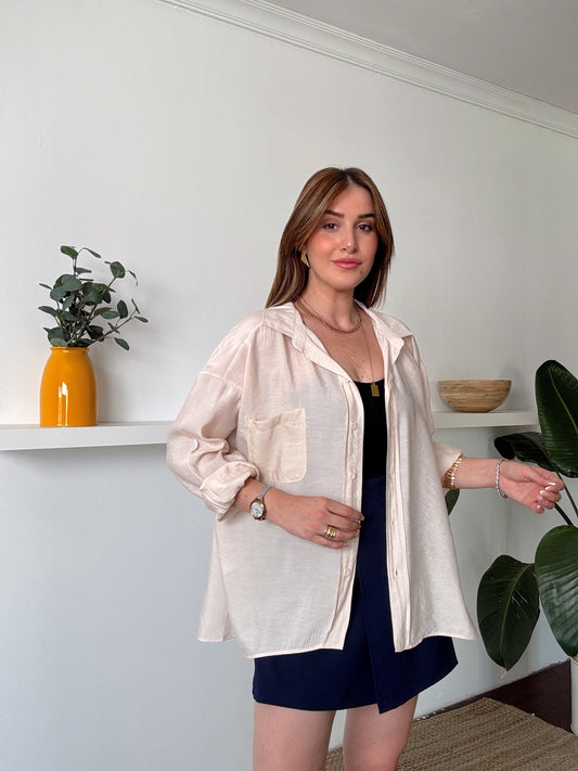 DİEGO tek cepli aerobin gömlek BEJ