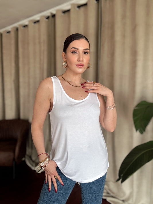 OYSH geniş yaka basic atlet BEYAZ