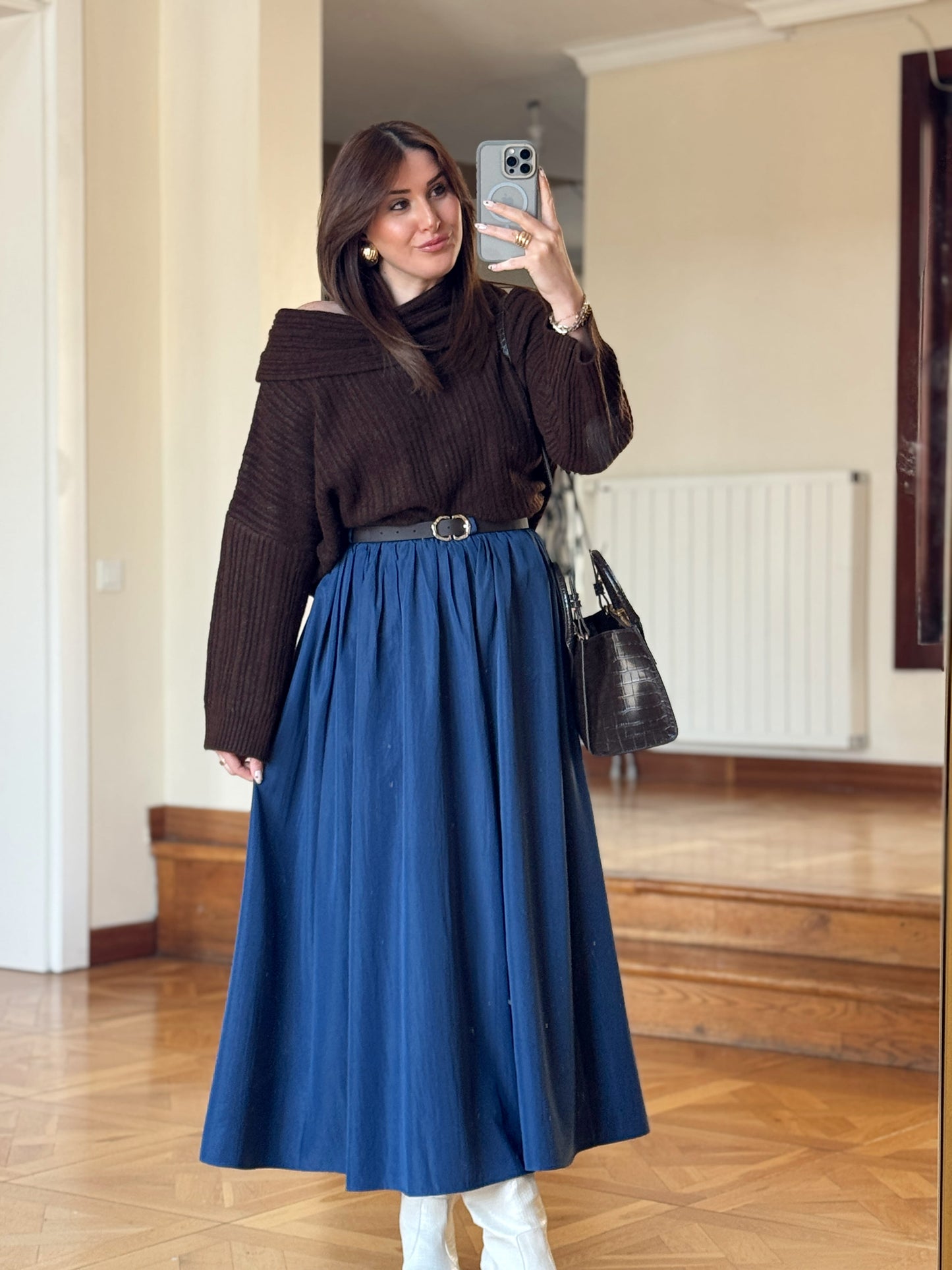 Degaje Yaka Bluz -KAHVERENGİ