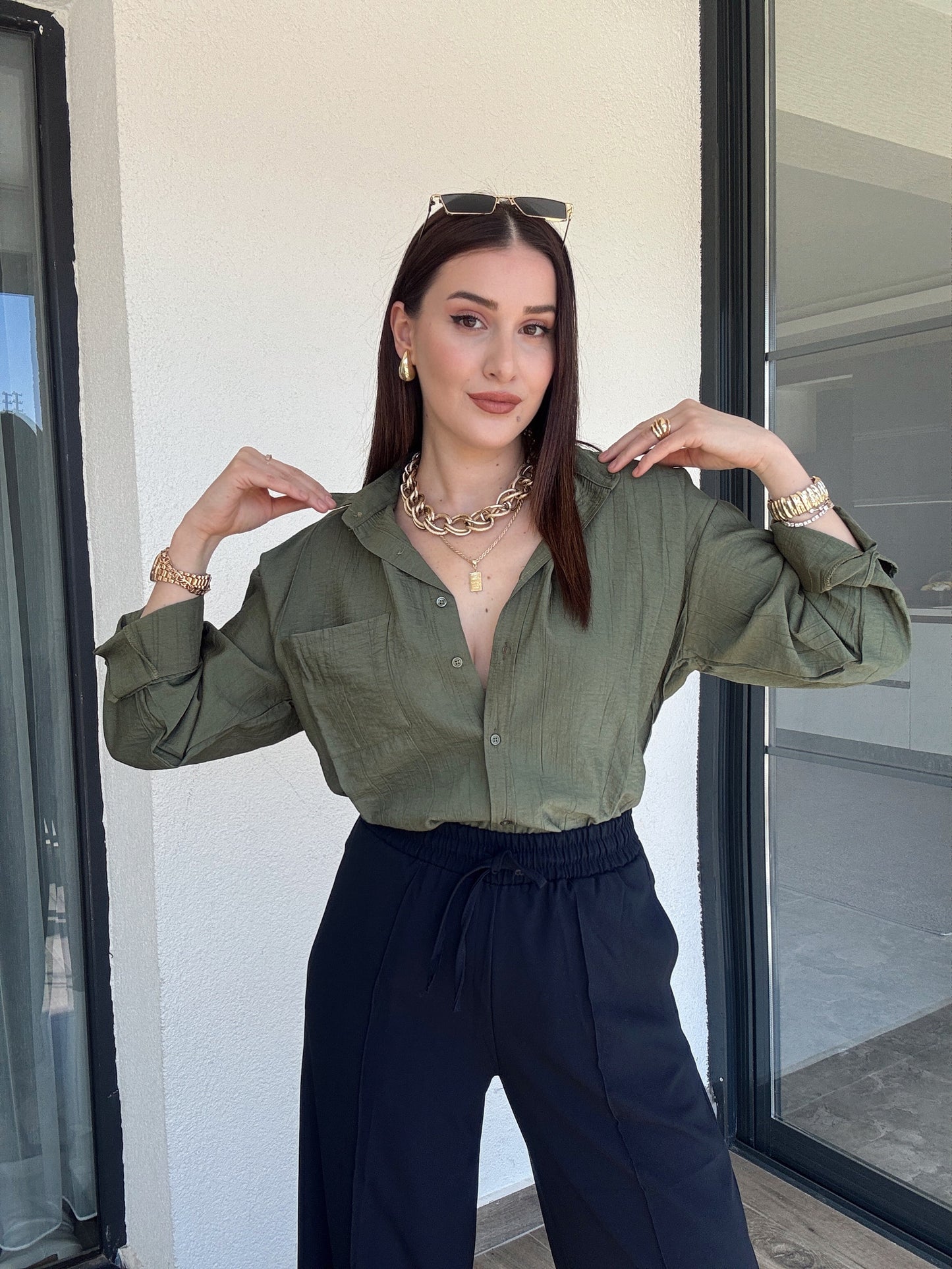 Basic Crush Gömlek - HAKİ