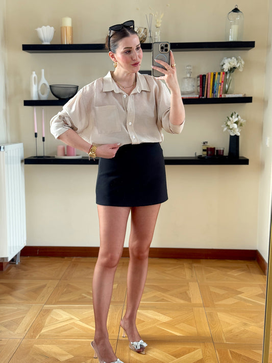 Oversize Premium Gömlek Bej