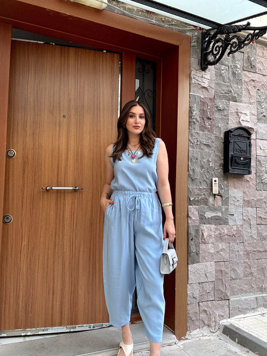 Charlotte aerobin kumaş ikili takım MAVİ