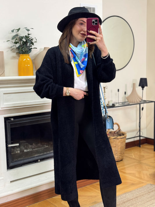 Premium uzun sakal kumaş hırka-SİYAH