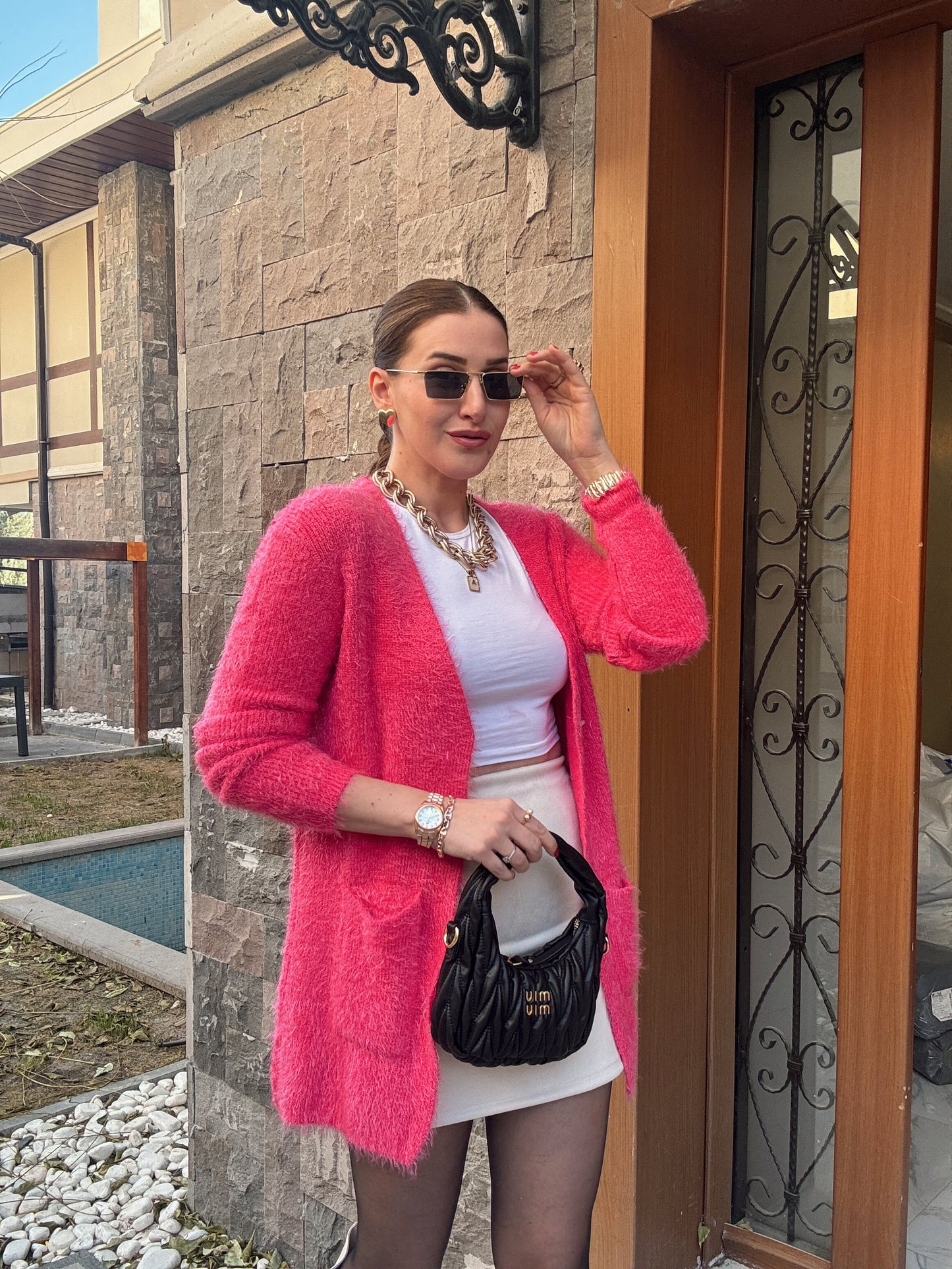 Sakallı Cepli Basic Ceket - FUŞYA