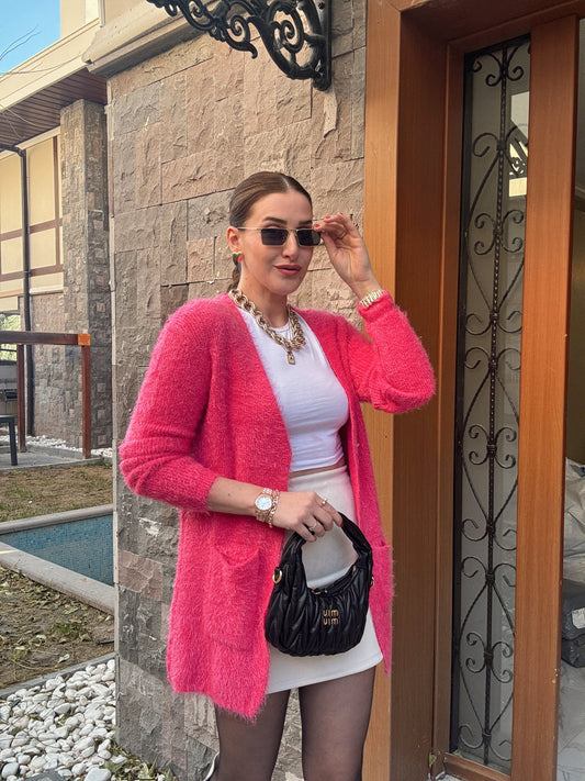 Sakallı Cepli Basic Ceket - FUŞYA
