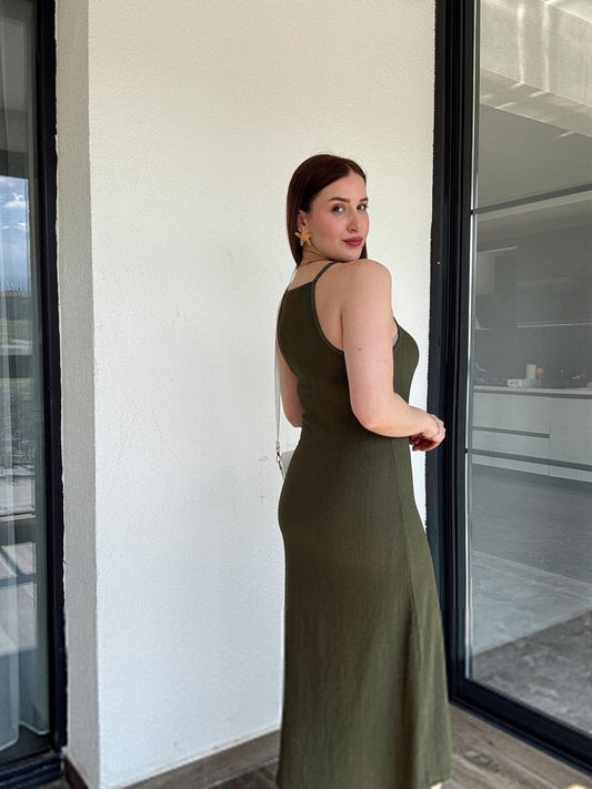 Askılı Okyanus Elbise Haki