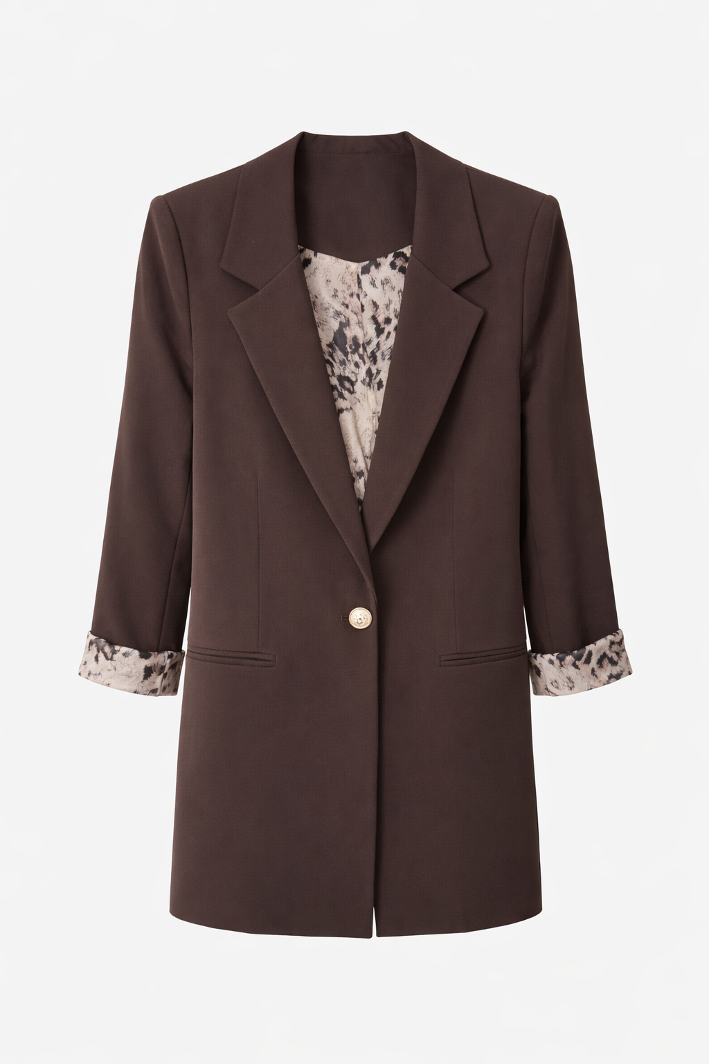 Astarı Desenli Ceket-KAHVERENGİ