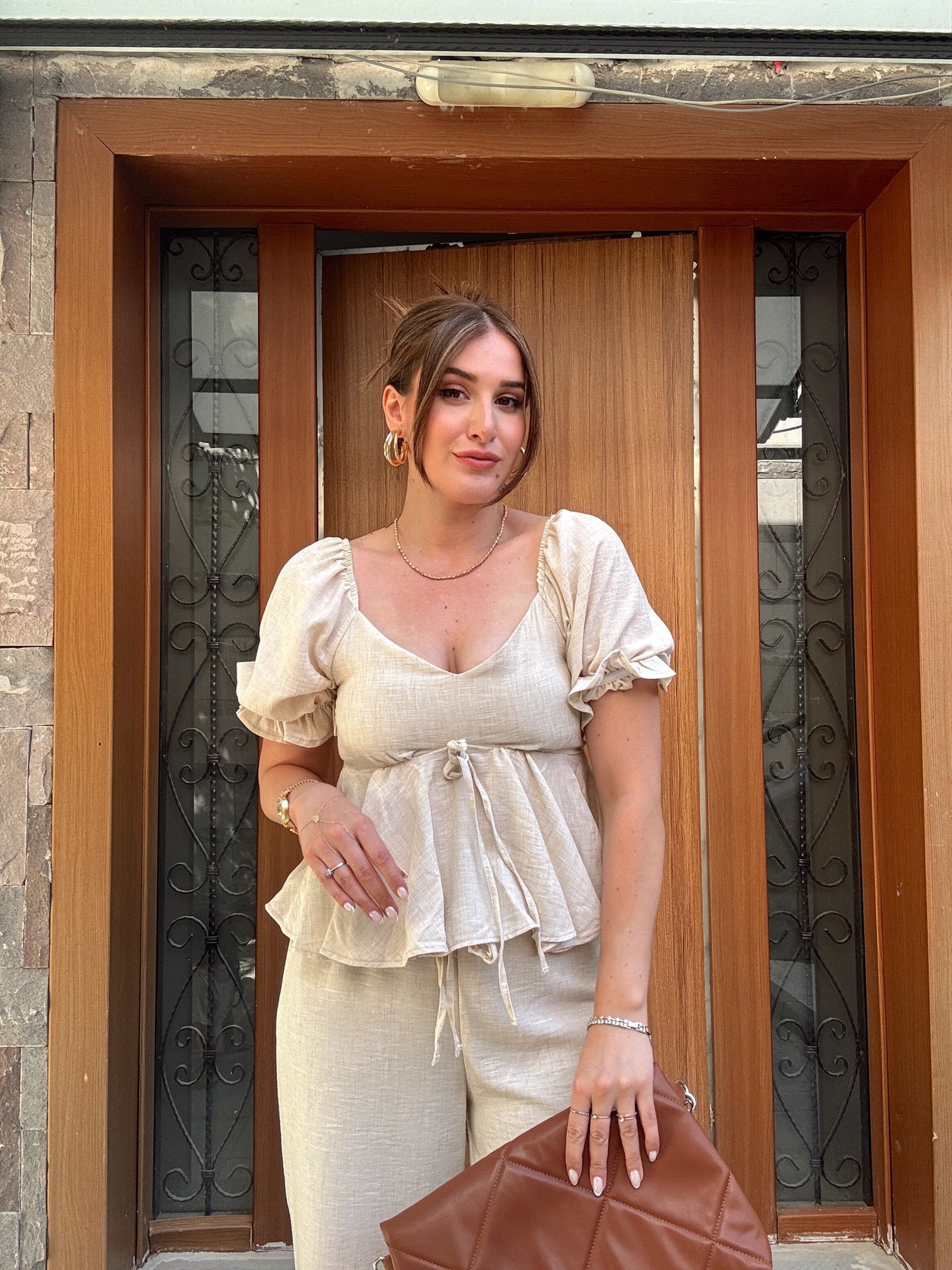 MELODİ keten ikili takım TAŞ