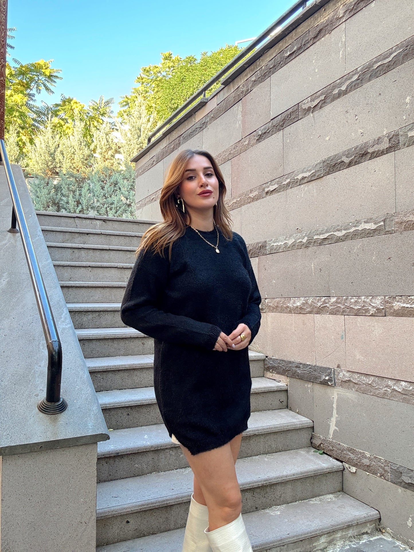 Sakal kumaş BASİC triko kazak Siyah
