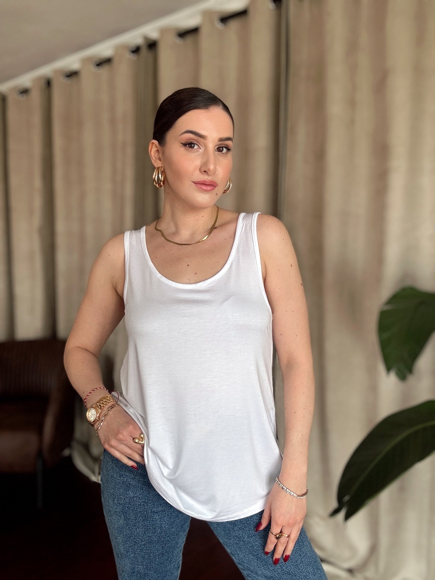 OYSH geniş yaka basic atlet BEYAZ