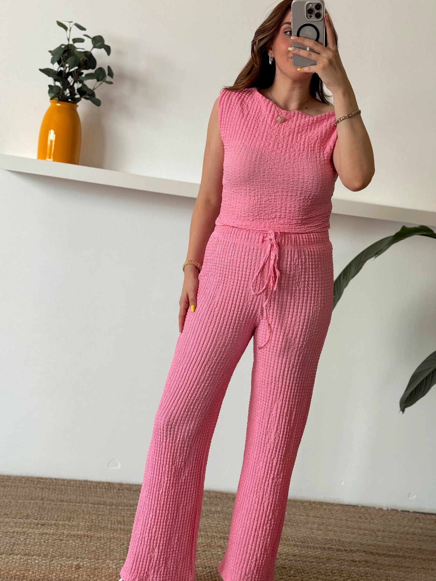 ELİZA yanları büzgülü ikili takım PEMBE