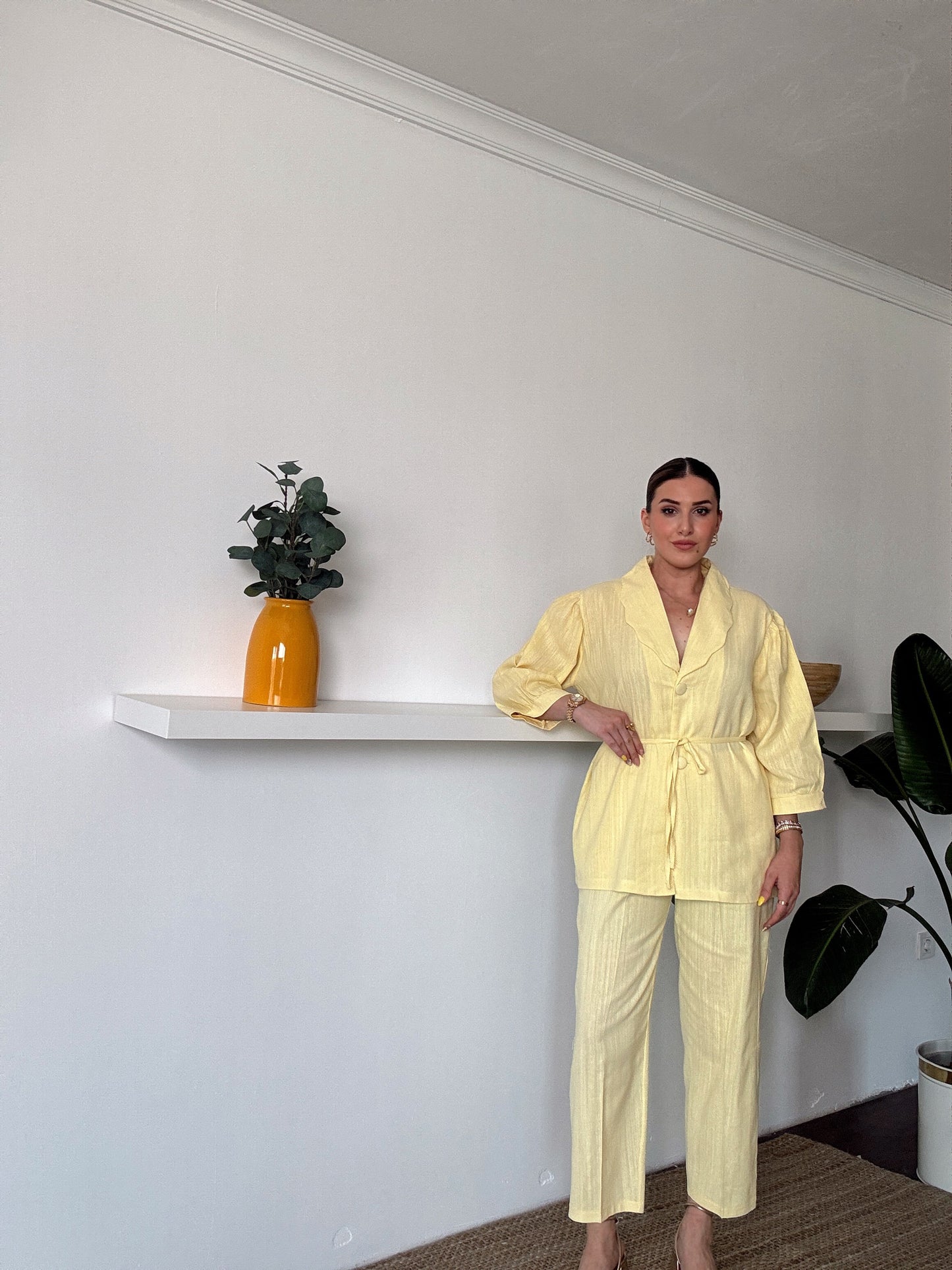 JULIET keten ceketli ikili takım SARI