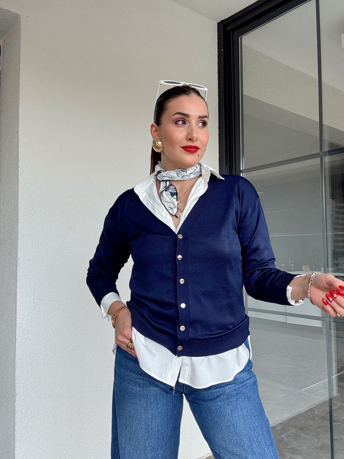 Premium Basic Hırka Lacivert