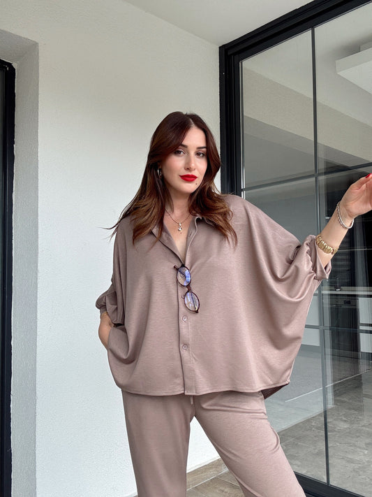 Premium Kumaş İkili Takım Vizon