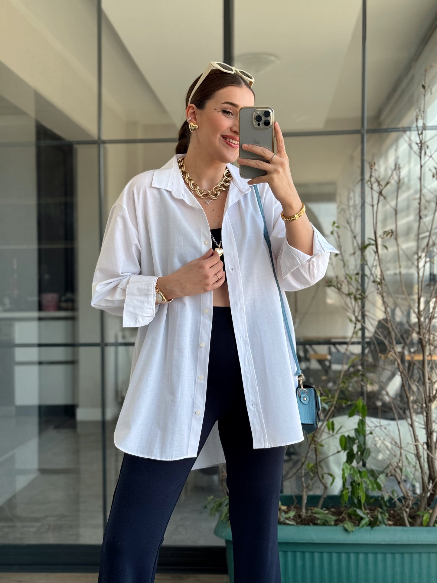 Basic Oversize Gömlek - BEYAZ