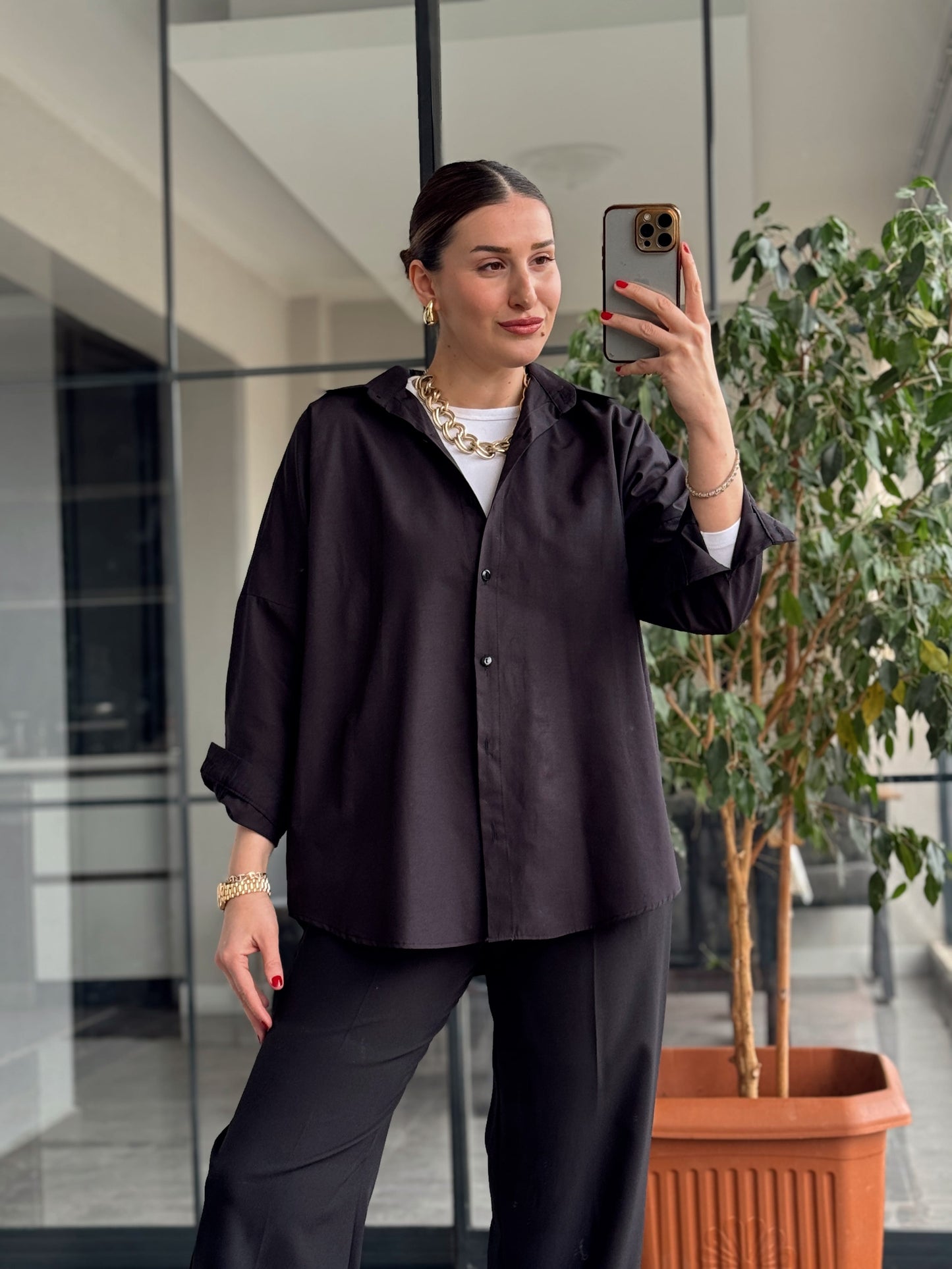 Armila Poplin Gömlek - SİYAH