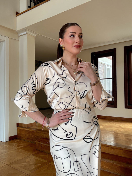 BOLEX desenli gömlek Bej