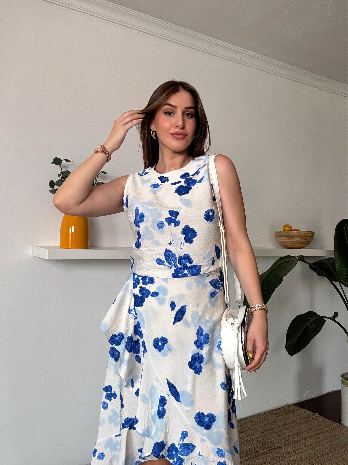 Marje fırfır detaylı takım MAVİ