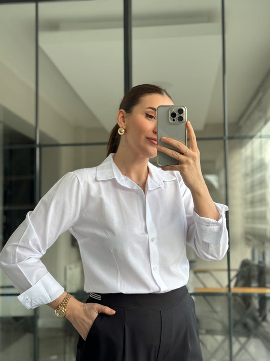 Pensli Linda Gömlek - BEYAZ