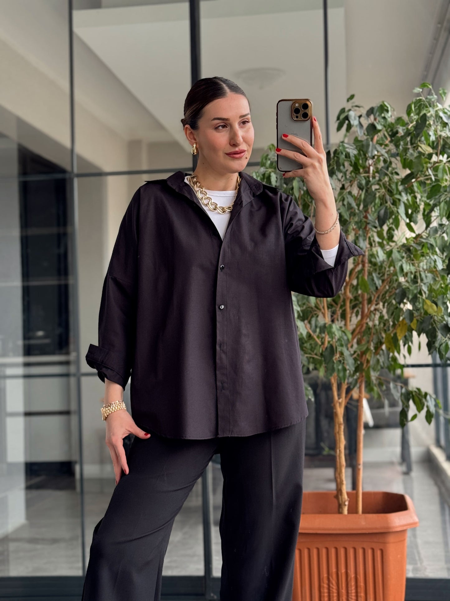 Armila Poplin Gömlek - SİYAH