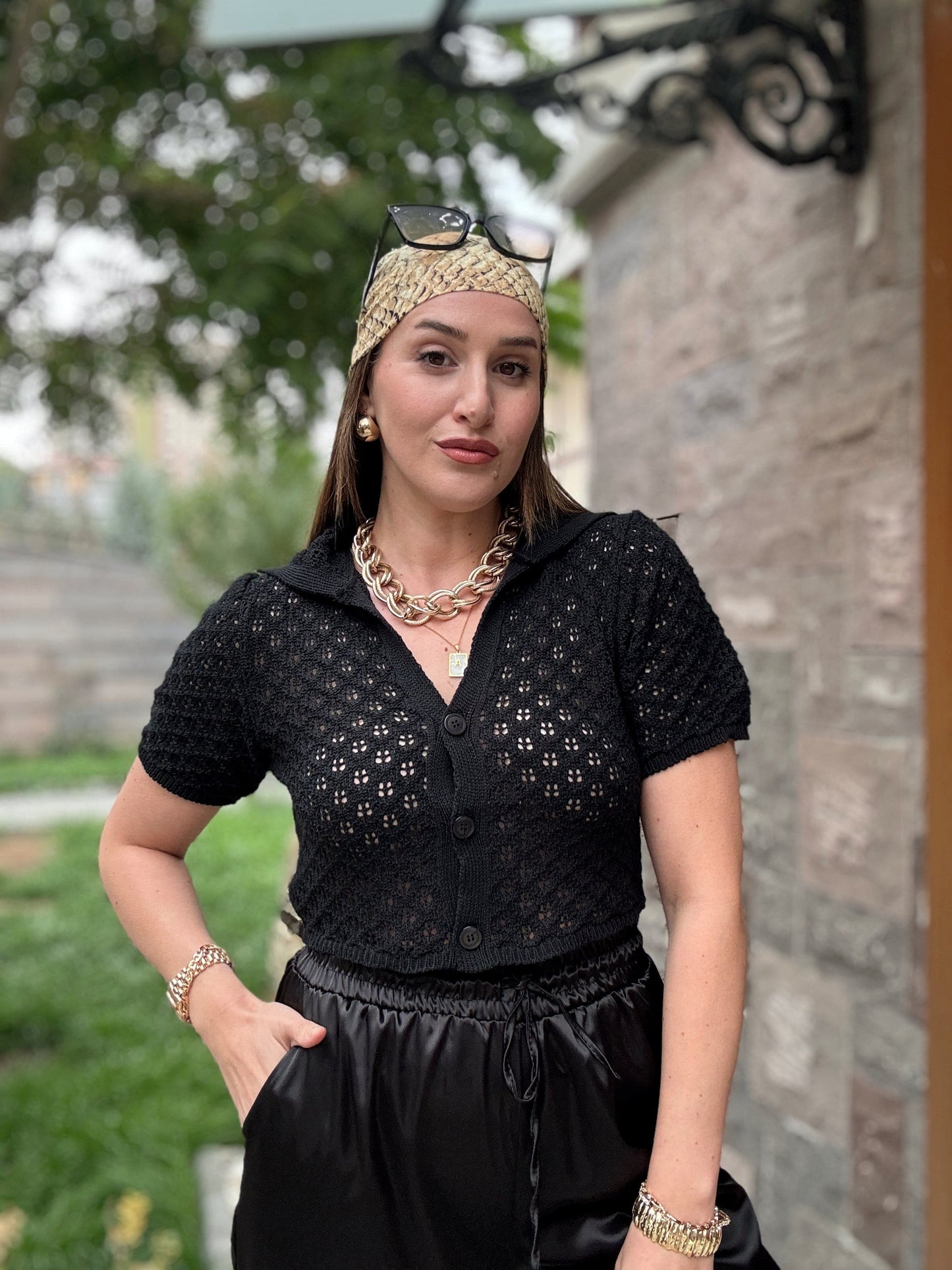 Ajurlu Premium Triko Hırka - SİYAH