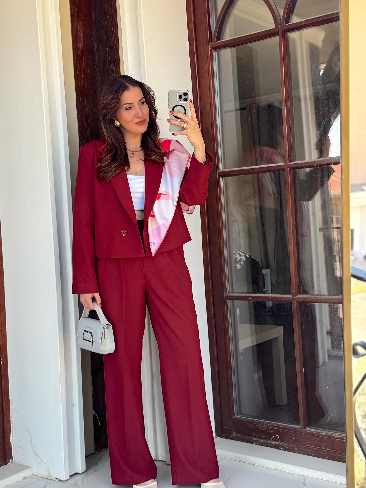 Lina Premium Ceket Pantolon takım Bordo