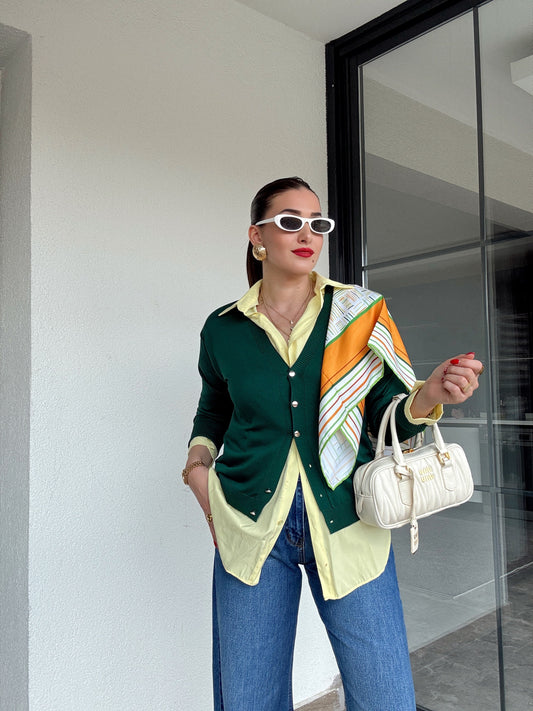 Premium Basic Hırka Yeşil