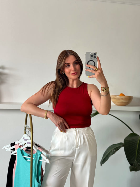 İrmela Halter Yaka Bluz bordo