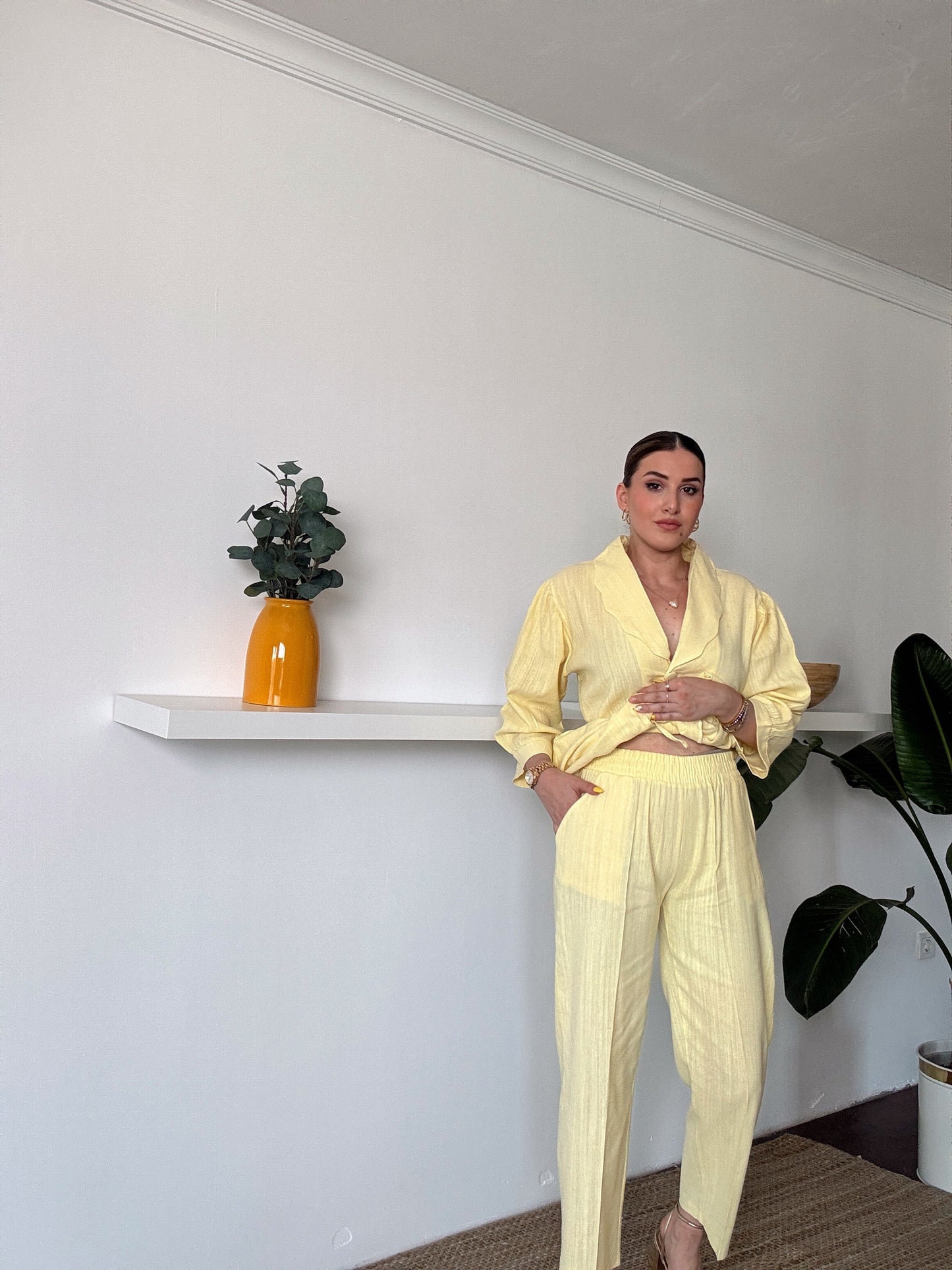 JULIET keten ceketli ikili takım SARI