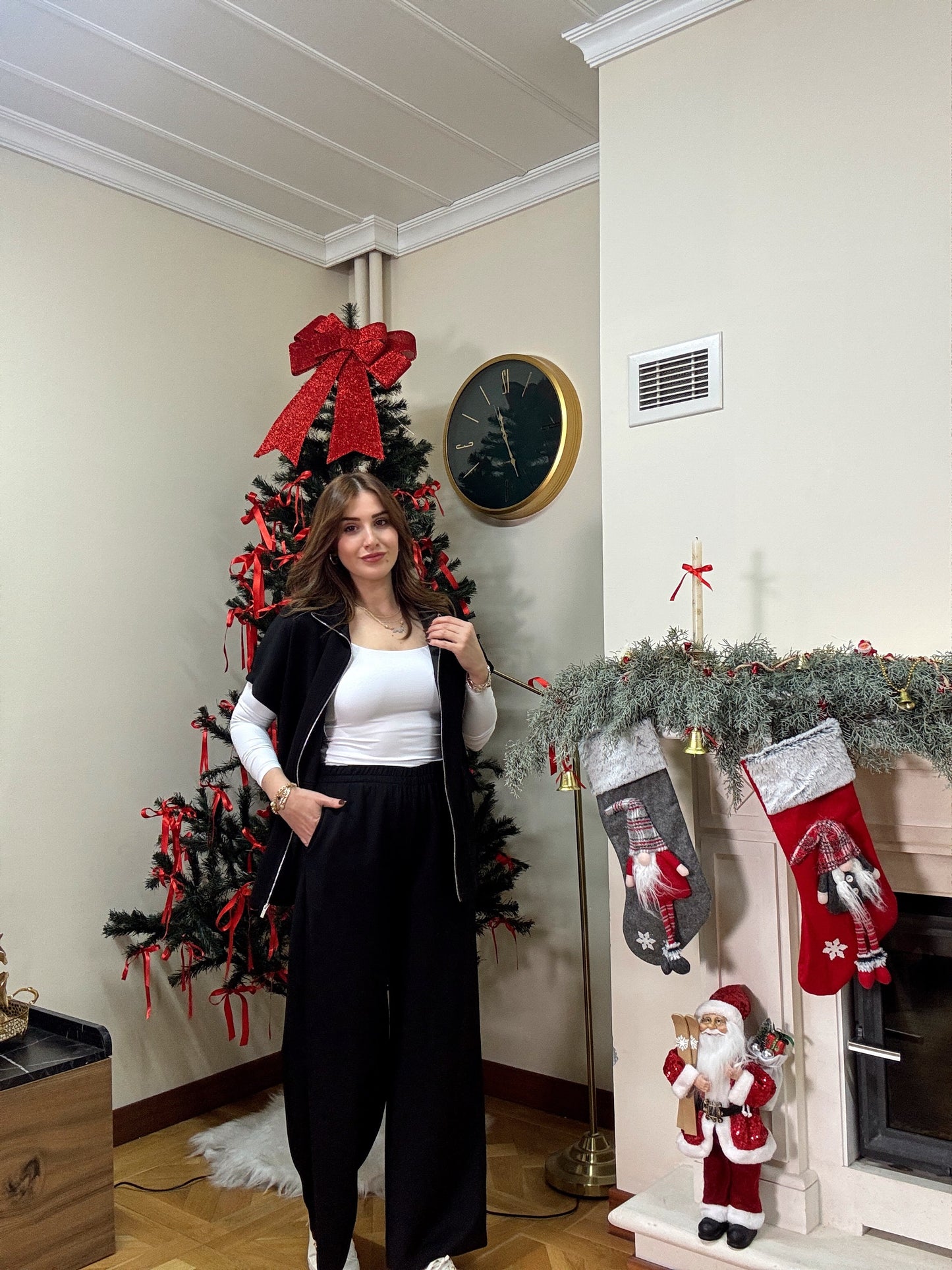 Dıştan cepli fermuarlı premium takım-SİYAH