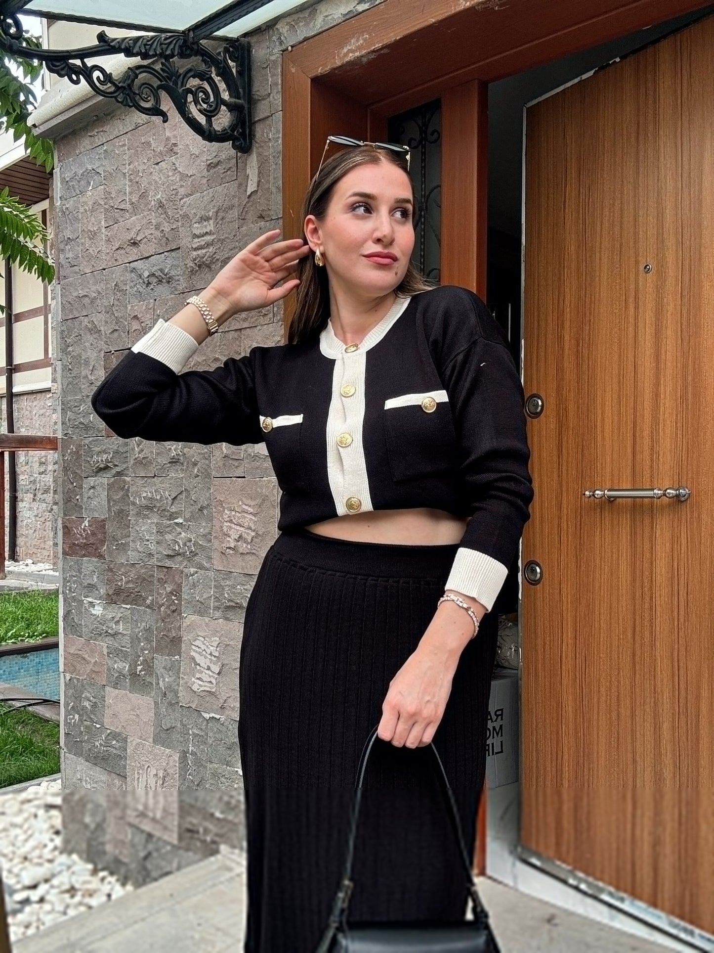 Maria Etekli Çift Renk Premium Takım - SİYAH