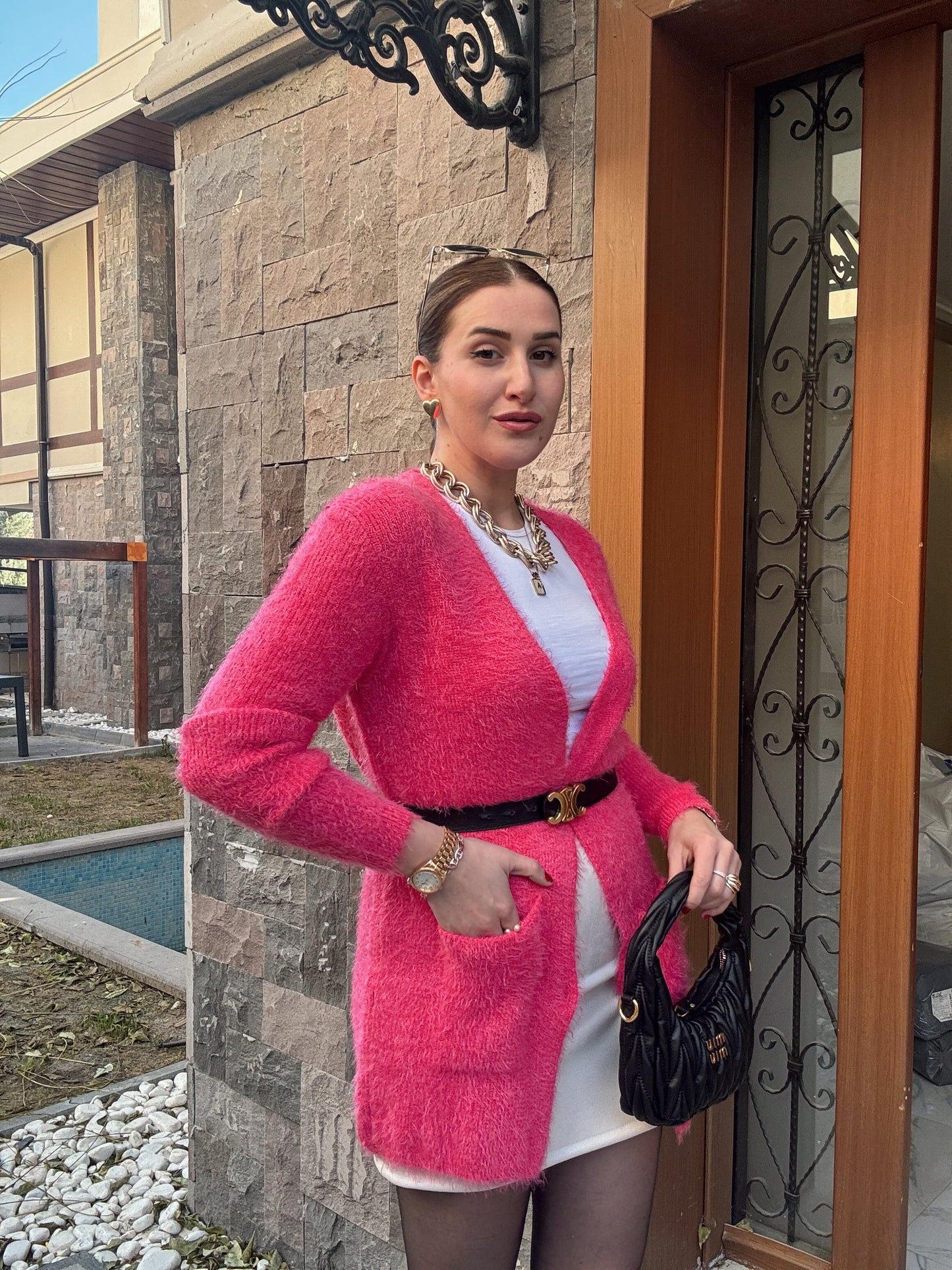 Sakallı Cepli Basic Ceket - FUŞYA