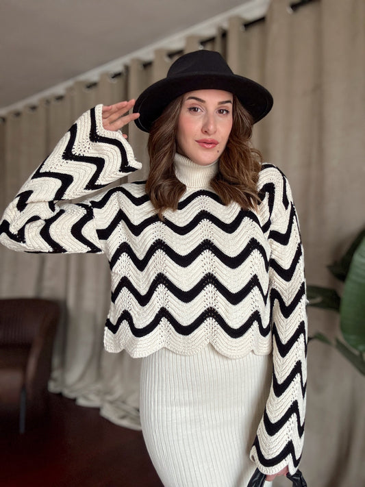 Balıkçı Yaka Dalgalı Takım - LATTE