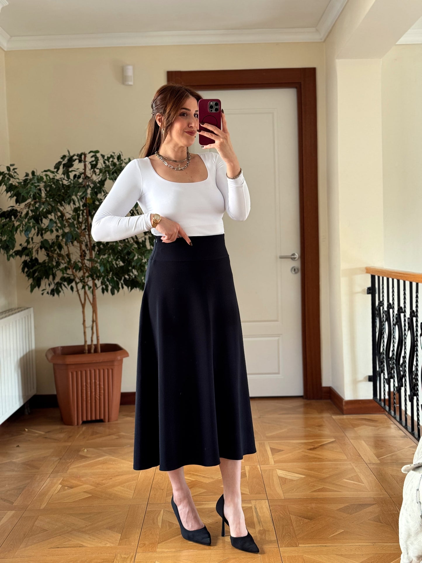 DİEGONEL ÇAN ETEK-LACİVERT