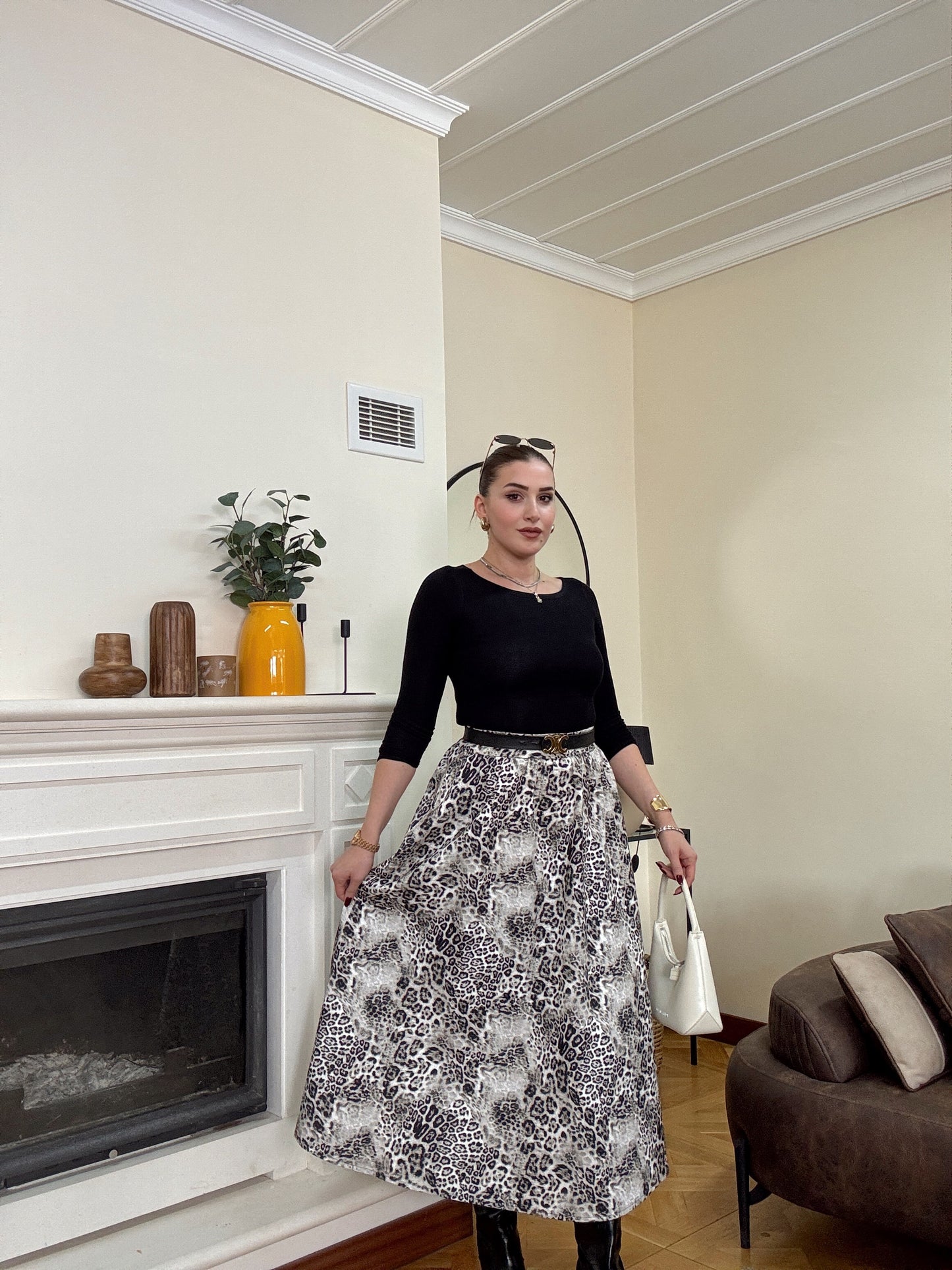 Leopar desen etek-SİYAH