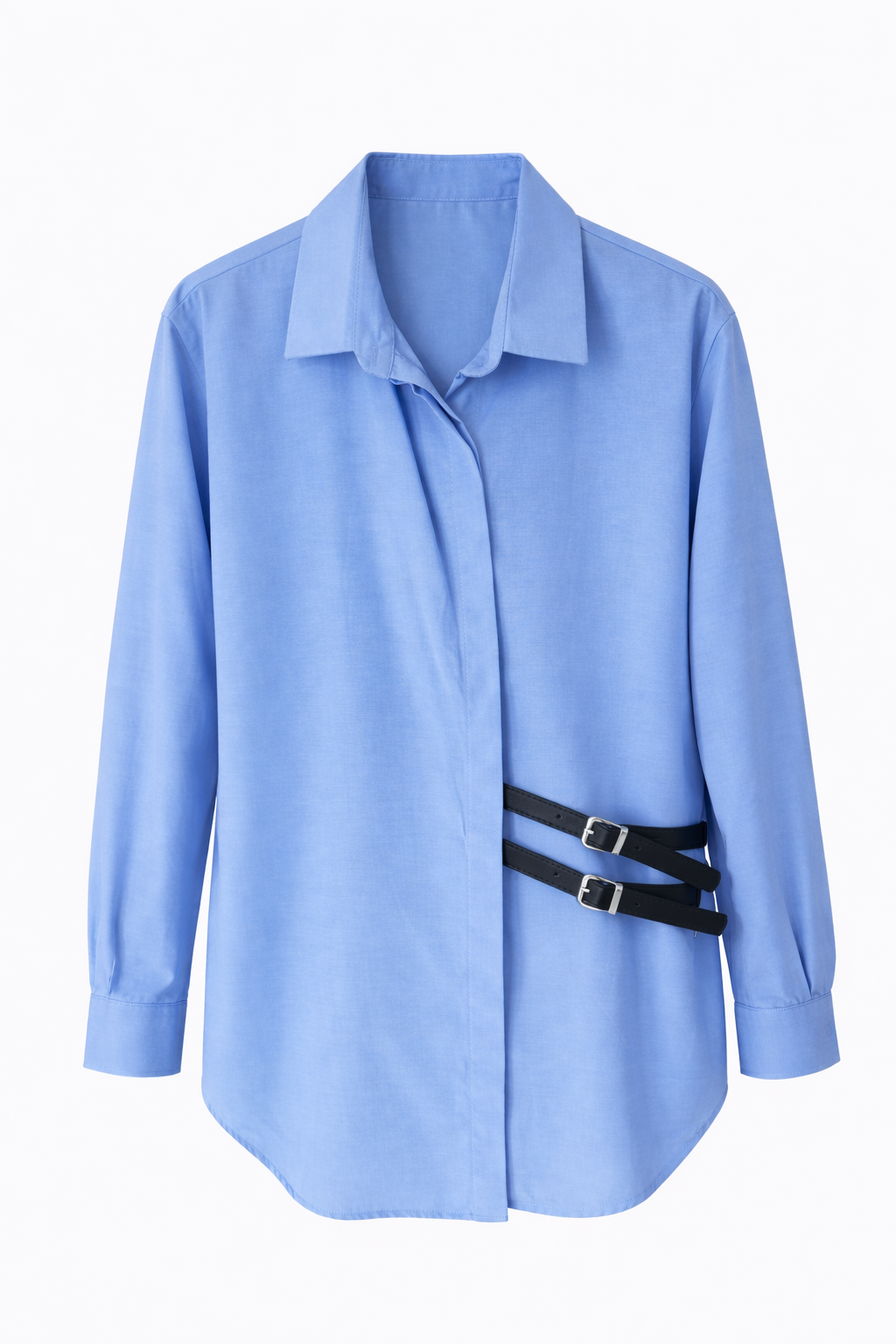 Kemer Detaylı Gömlek-MAVİ