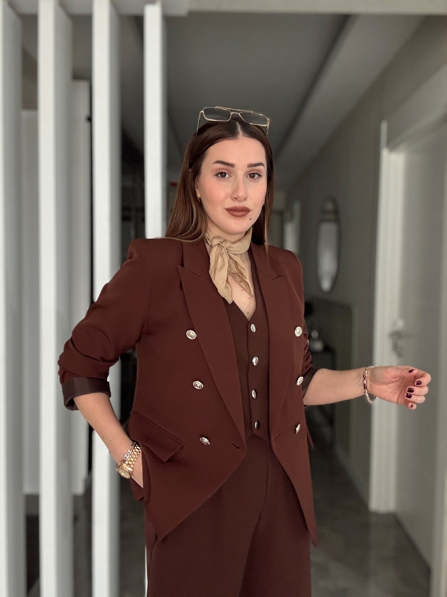 DIANA Düğmeli Astarlı Ceket - KAHVERENGİ