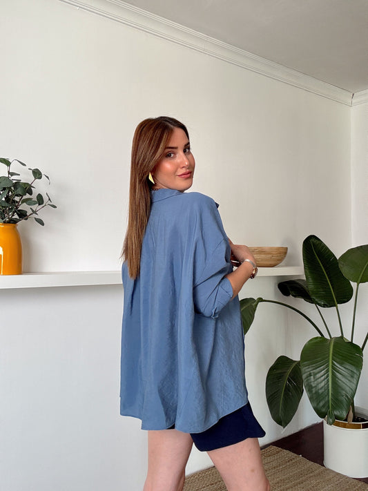 DİEGO tek cepli aerobin gömlek İNDİGO