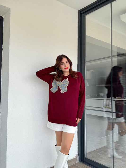 Twst model kot fiyonk detaylı kazak BORDO