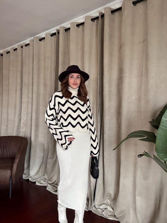 Balıkçı Yaka Dalgalı Takım - LATTE