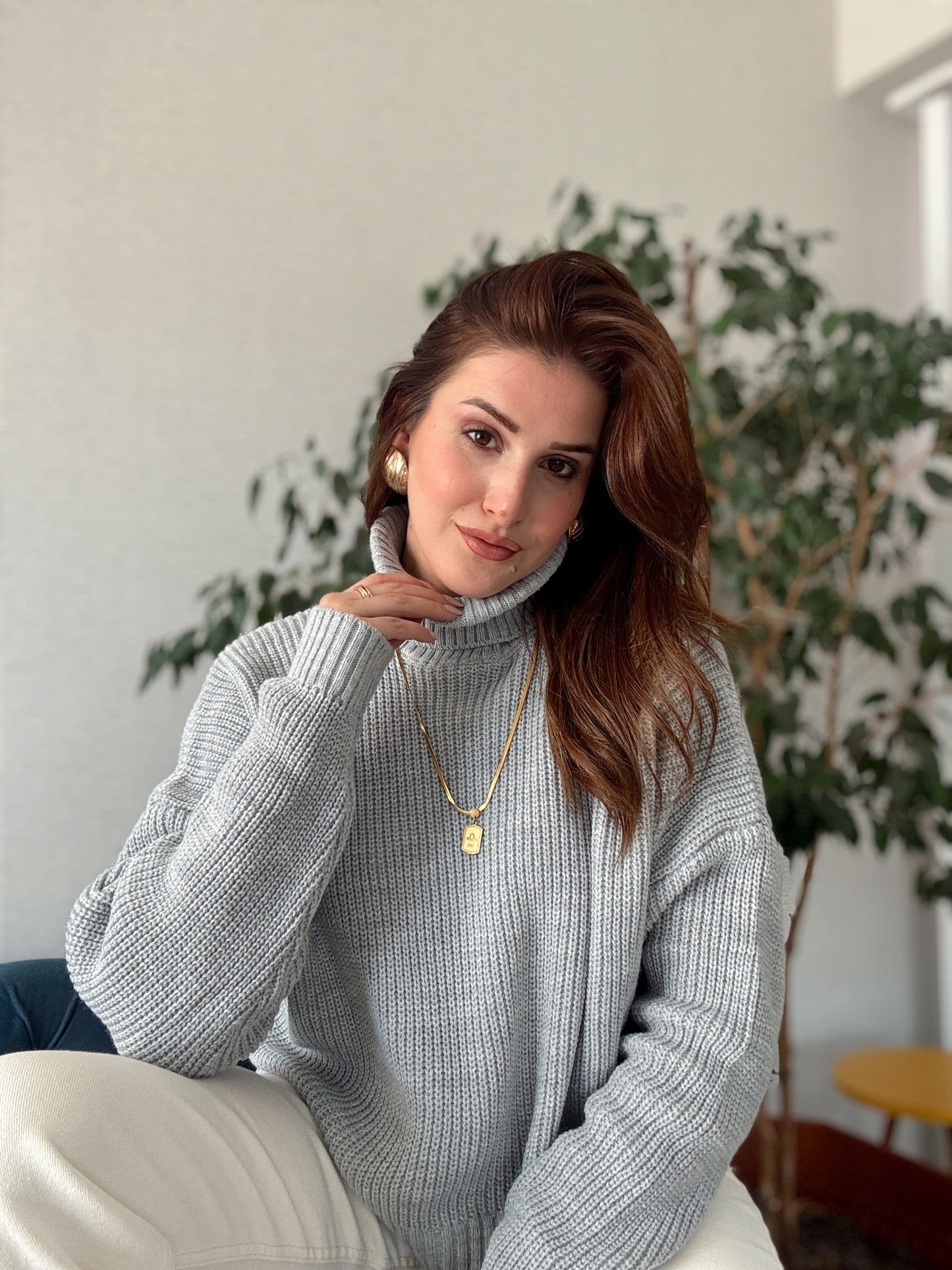 Balıkçı Yaka Selanik Örgü Kazak GRİ